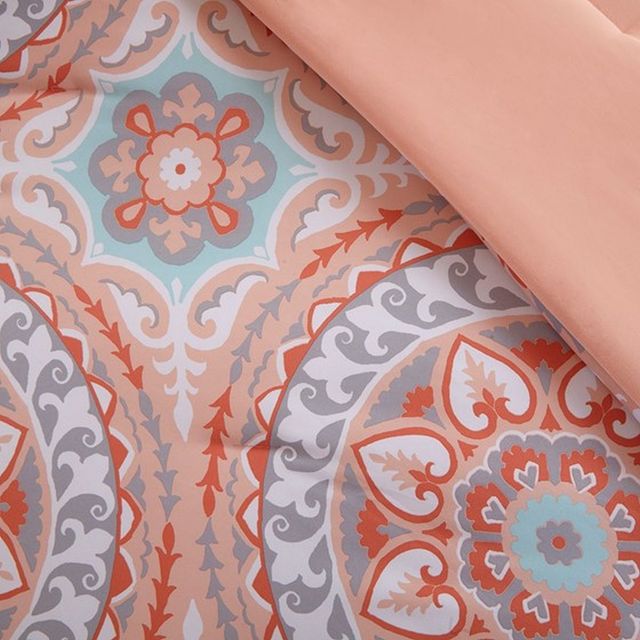 Olliix by Madison Park Essentials Coral Queen Serenity Complete Comforter and Cotton Sheet Set-3