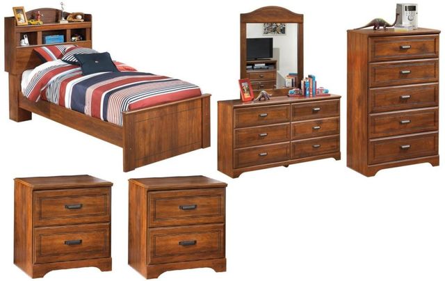 Signature Design by Ashley® Barchan 6-Piece Medium Brown Twin Bookcase Bed Set-0