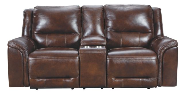 Signature Design by Ashley® Catanzaro Mahogany Power Reclining Loveseat-1