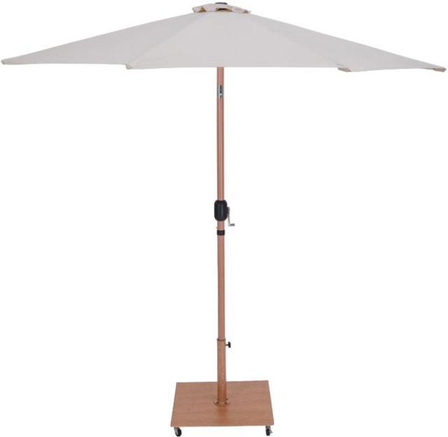 Meridian Furniture Fiji Beige/Teak Aluminum Outdoor Patio Umbrella and Base-0