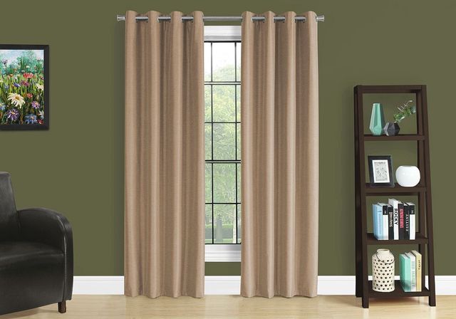 Monarch Specialties Inc. 2-Piece Brown 52" x 84" Solid Blackout Curtain Panel Set-1