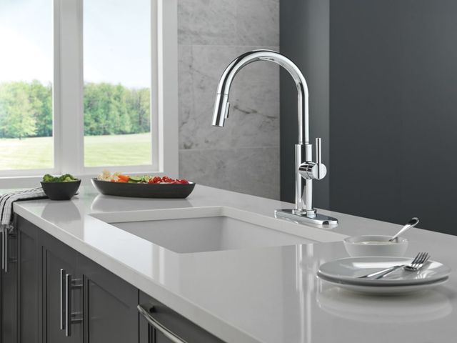 Delta Nicoli® Chrome Single Handle Kitchen Faucet-1