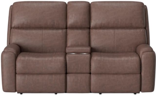 Flexsteel® Customizable Rio Leather Power Reclining Loveseat with Console and Power Headrests-3