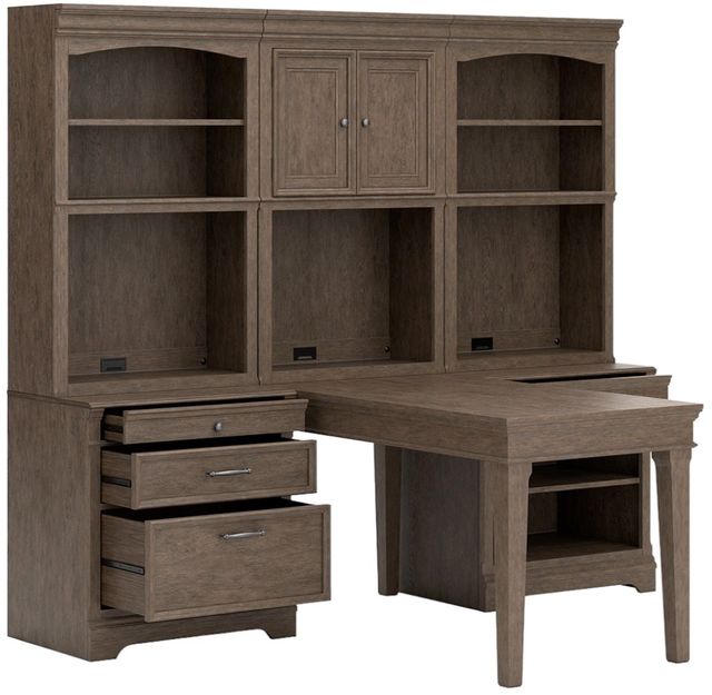 Signature Design by Ashley® Janismore 6-Piece Weathered Gray Office Desk Set-3