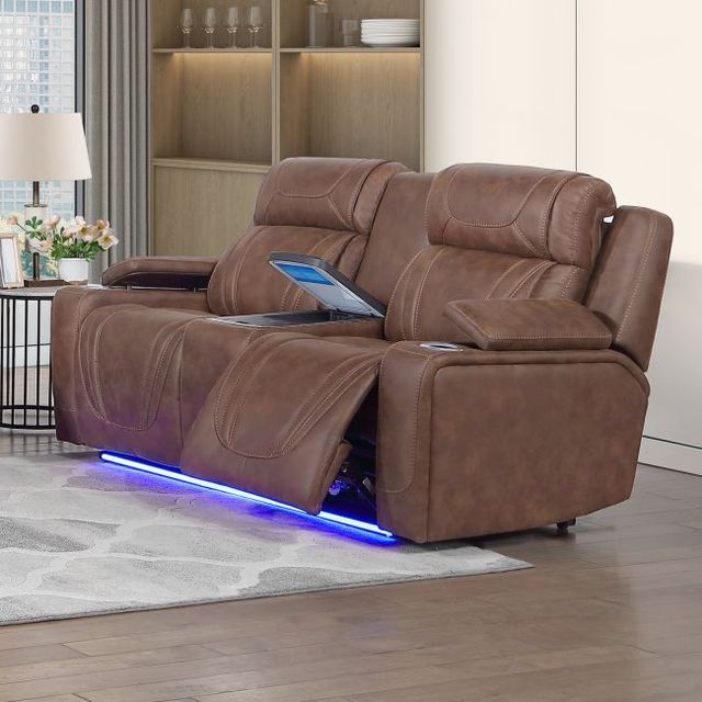New Classic® Home Furnishings Carrow Brown Power Reclining Loveseat-1