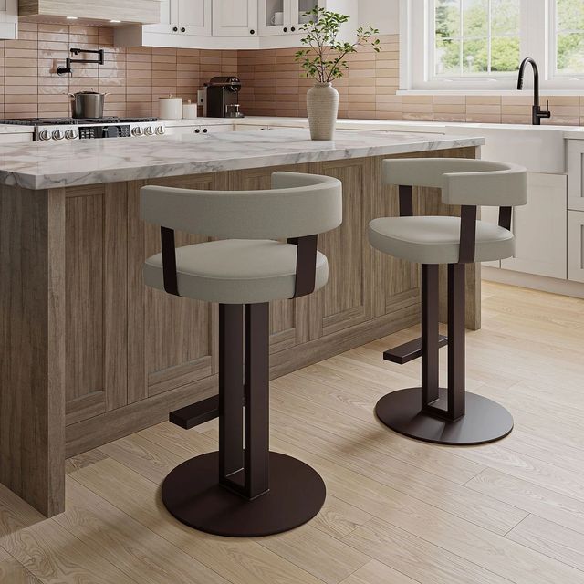 Amisco Customizable Garrison Upholstered Seat and Backrest Swivel Counter Stool with Memory Return-2