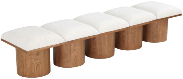 Meridian Furniture Pavilion 5-Piece Cream/Walnut 90" Modular Bench Set-0