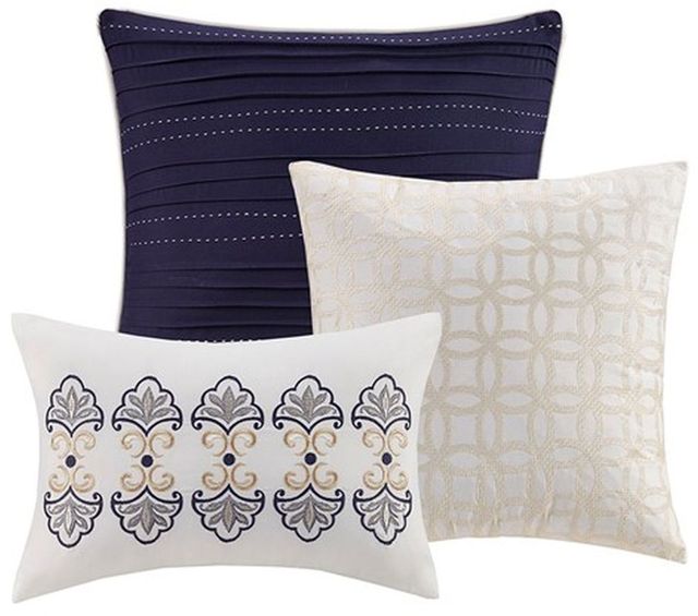 Olliix by Madison Park Blue Full/Queen Cali 6 Piece Reversible Coverlet Set-1