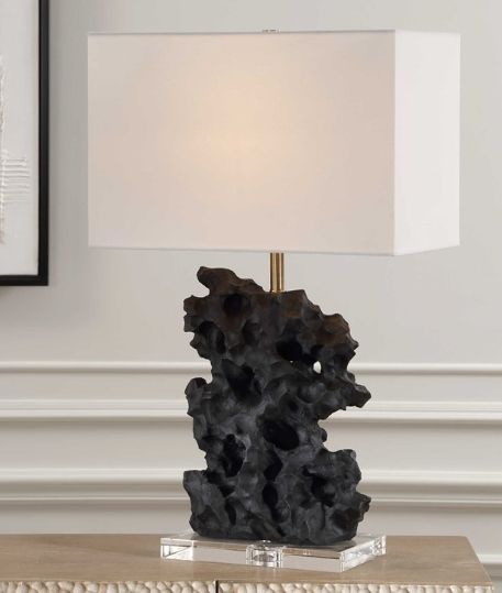 Uttermost® Basalt Black Stone Table Lamp-1