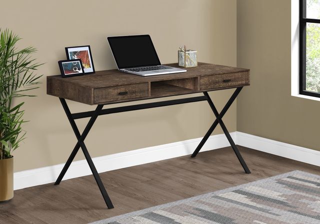 Monarch Specialties Inc. Dark Brown Reclaimed Wood 48" Computer Desk-2