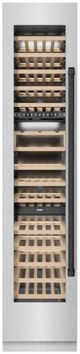 ZLINE Autograph Edition 18 in. 9 Cu. Ft. Triple Zone 68 Bottle Left Hinge Column Wine Cooler in Satin Stainless Steel with Matte Black Accents-0
