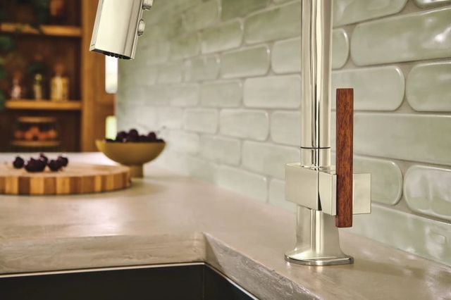 Brizo Frank Lloyd Wright® Brilliance® Polished Nickel Kitchen Faucet Offset Wood Lever Handle Kit-1