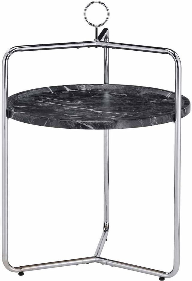 Steve Silver Co. Miro Black Faux Marble Top Side Table with Chrome Base-0