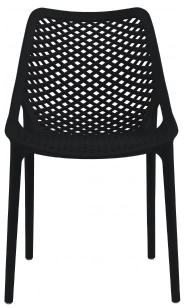 Meridian Furniture Mykonos 4-Piece Black Polypropylene Plastic Outdoor Patio Dining Side Chair Set-1