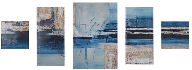Olliix by Madison Park Overseas 5 Piece Blue Printed Canvas with Gel Coat Set-0