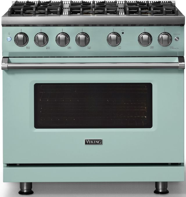 Viking® 5 Series 36" Splash Pro Style Gas (NG) Range with Polished Chrome Trim-3