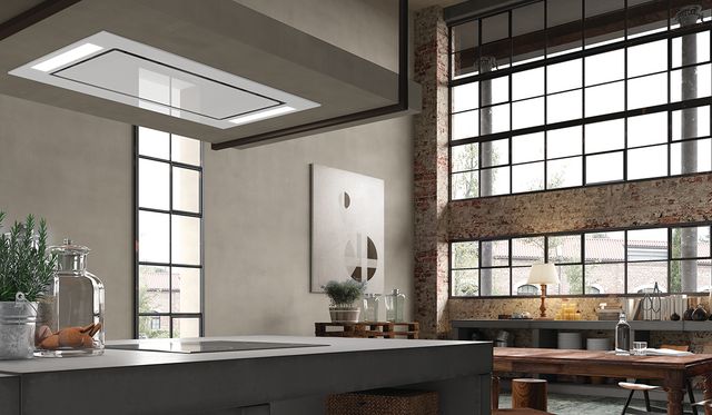 Faber Stratus Isola 48" White Glass Ceiling Mounted Range Hood-2