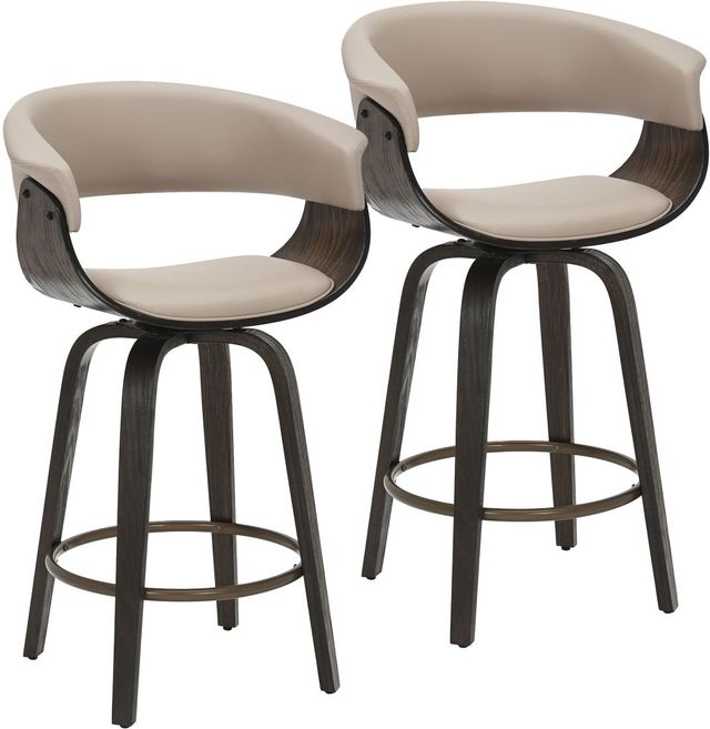 Worldwide Homefurnishings Inc. Holt 2-Piece Mushroom/Walnut Swivel Counter Stool Set-0