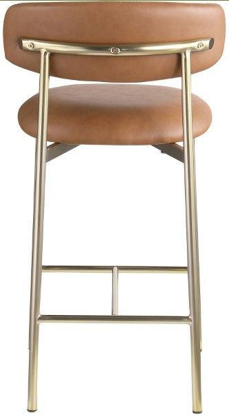 Meridian Furniture Lupita Cognac/Brushed Gold Counter Stool-3