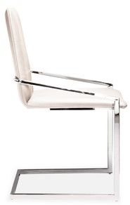 Mazin Furniture Jasmine Chrome/White Arm Dining Chair-2