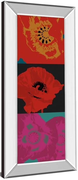 Classy Art Pop Poppies by Li-Legger, D 42" Mirrored Frame Wall Art-1