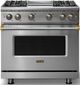 Viking® 5 Series 36" Stainless Steel Pro Style Gas (NG) Range with Brushed Brass Trim-0