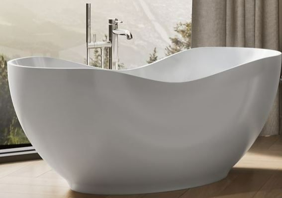 KOHLER® Abrazo® Honed White 66" x 31.50" Freestanding Bath-4