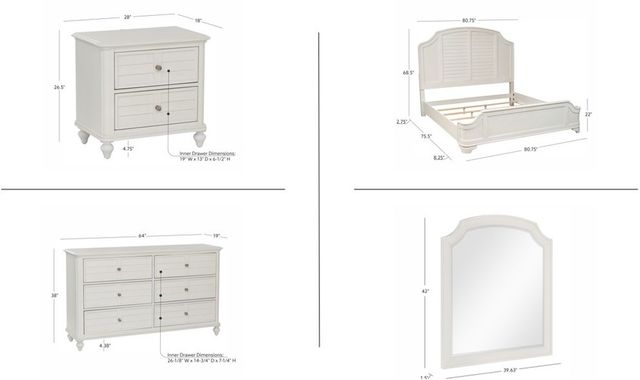 Powell® Naples 4-Piece Antique White King Panel Bedroom Set-2