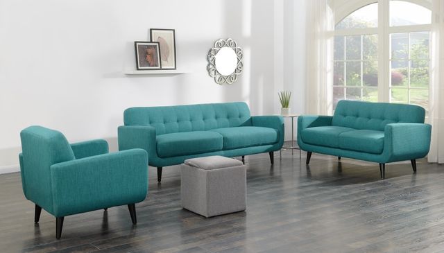Elements International Hadley Heirloom Teal Blue Sofa-1