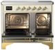 Ilve® Majestic III 40" Antique White Pro Style Induction Range with Triple Glass Door and Brass Trim-1