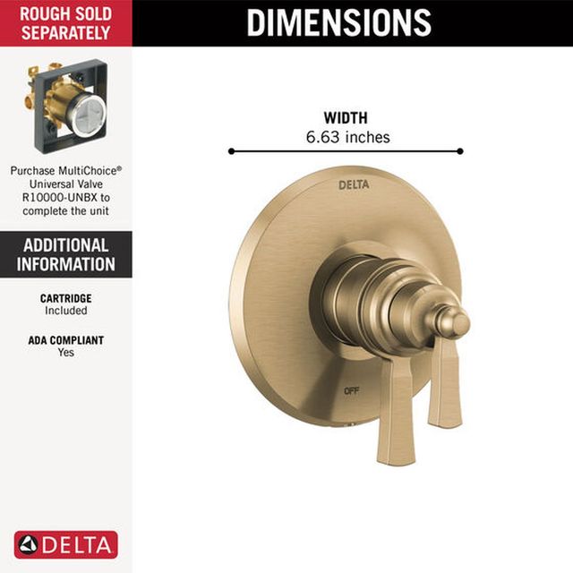 Delta Dorval® TempAssure® 17T Series Champagne Bronze Valve Trim Only-1