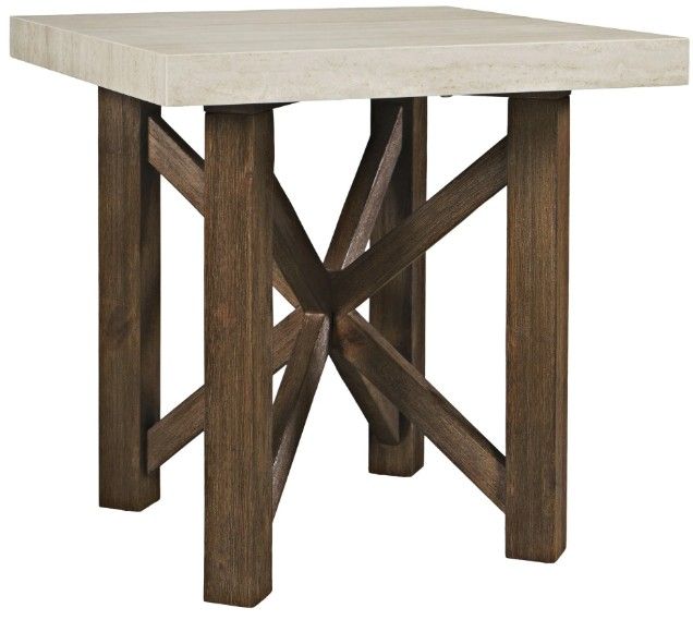 Jofran Inc. Sierrafina Beige Square End Table with Cortado Base-0