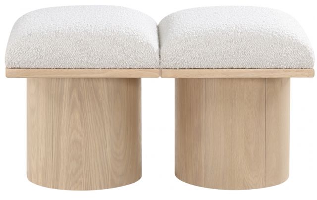 Meridian Furniture Pavilion 2-Piece Cream/Natural 31" Modular Bench Set-1