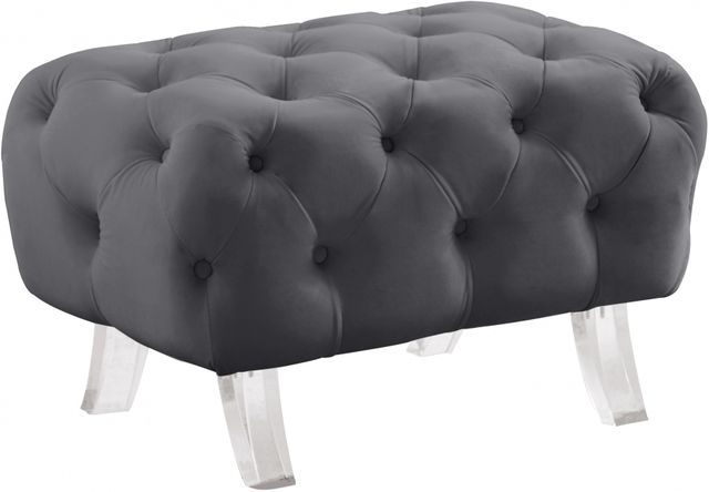 Meridian Furniture Crescent Grey Velvet Ottoman-0