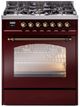Ilve® Nostalgie II Series 30" Burgundy Pro Style Dual Fuel Range-0