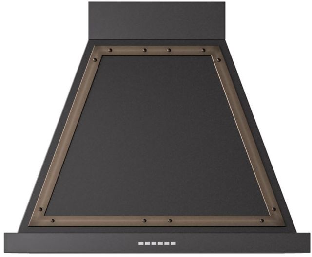 Ilve® Nostalgie II Noblesse 30" Glossy Black Wall Mounted Range Hood with Burnished Trim-0