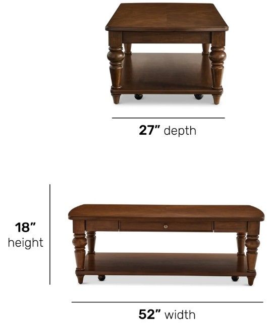 Flexsteel® Bellevue Whiskey Brown Rectangular Coffee Table with Casters-2