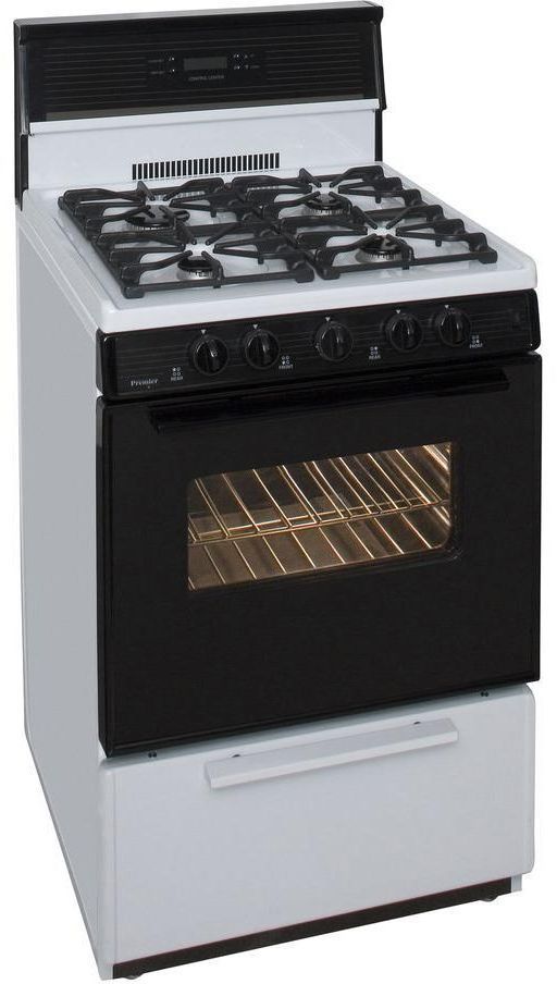 Premier 24" White with Black Trim Freestanding Gas Range-1