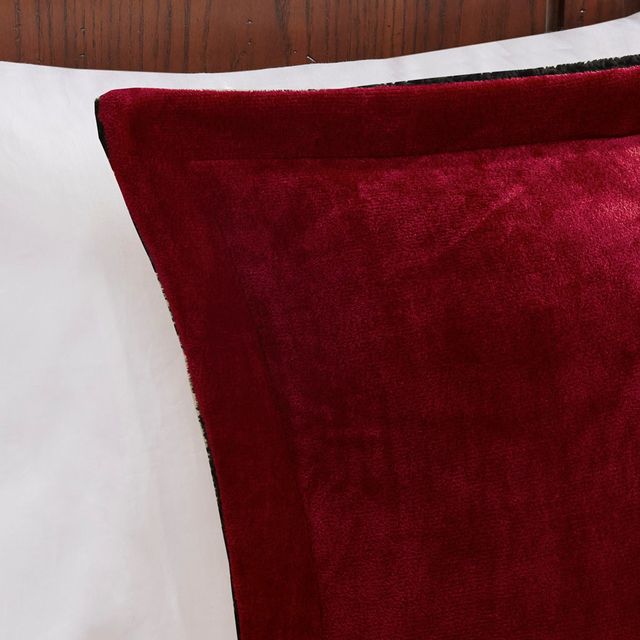 Olliix by Woolrich Alton Black and Red Twin Plush to Sherpa Down Alternative Comforter Set-2