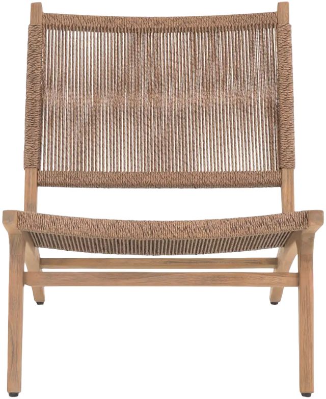Moe's Home Collection Palma Warm Brown Teak Outdoor Lounge Chair with Warm Brown Wicker Cushions-1