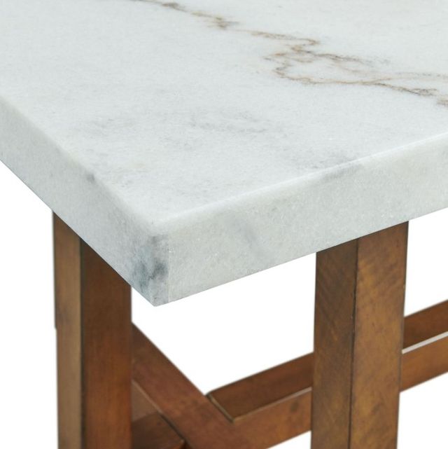 Elements International Morris Espresso Coffee Table with White Marble Top-3