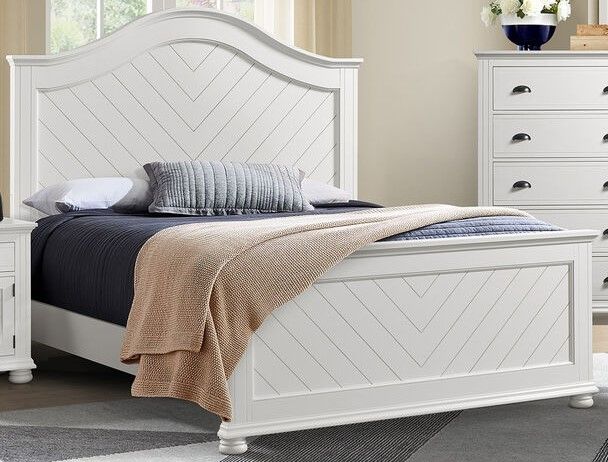 Elements International Kona White Queen Panel Bed-1