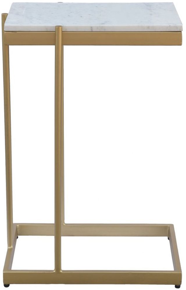 Moe's Home Collection Sulu White Marble Rectangular C-Table with Gold Frame-1