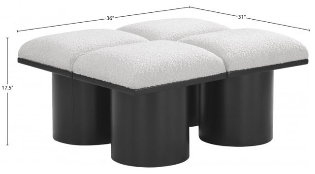 Meridian Furniture Pavilion 4-Piece Cream/Black 36" Modular Bench Set-3