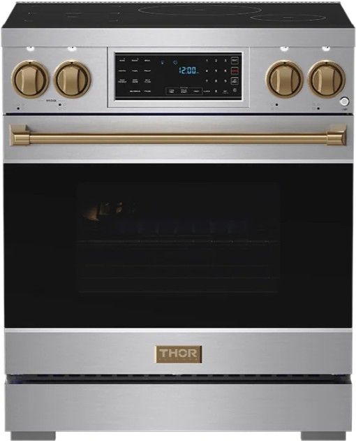 Thor Kitchen® Gordon Ramsay Collection 30" Stainless Steel Pro Style Induction Range with Tilt Panel Touch Control and Bronze Trim-0