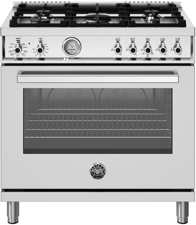 Bertazzoni Professional Series 36" Fingerprint Resistant Stainless Steel Pro Style Dual Fuel Range-0