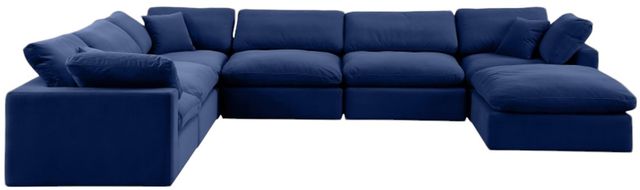 Meridian Furniture Comfy 7-Piece Navy Velvet Sectional-1