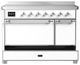 Ilve® Majestic III 48" White Pro Style Induction Range with Solid Door and Chrome Trim-2