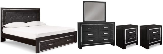 Signature Design by Ashley® Kaydell 5-Piece Black King Storage Panel Bed Set-0