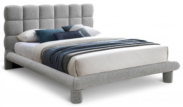 Meridian Furniture Deco Grey King Boucle Panel Bed-0